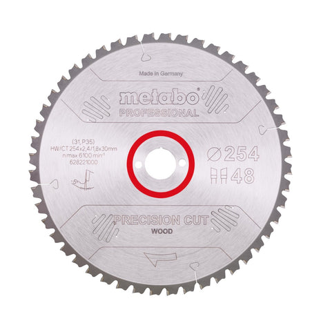 Metabo Precision Cut Wood - Lama circolare professionale 254 x 30 mm Z48 ( 628221000 ) WZ 5 NEG