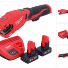 Milwaukee M12 PCSS-402 Akku Edelstahl Rohrabschneider 12 V 12 - 28 mm + 2x Akku 4,0 Ah + Ladegerät