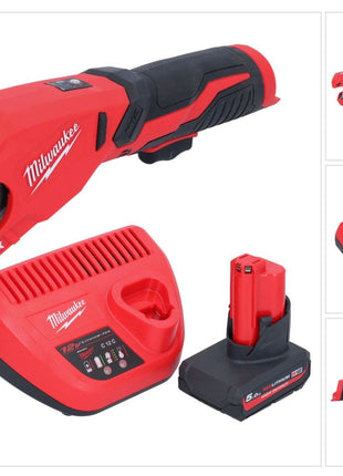 Milwaukee M12 PCSS-501 cortatubos de acero inoxidable a batería 12 V 12 - 28 mm + 1x batería 5,0 Ah + cargador