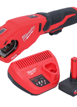 Milwaukee M12 PCSS-501 cortatubos de acero inoxidable a batería 12 V 12 - 28 mm + 1x batería 5,0 Ah + cargador