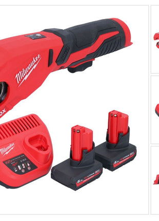 Milwaukee M12 PCSS-502 cortatubos de acero inoxidable a batería 12 V 12 - 28 mm + 2x baterías 5,0 Ah + cargador