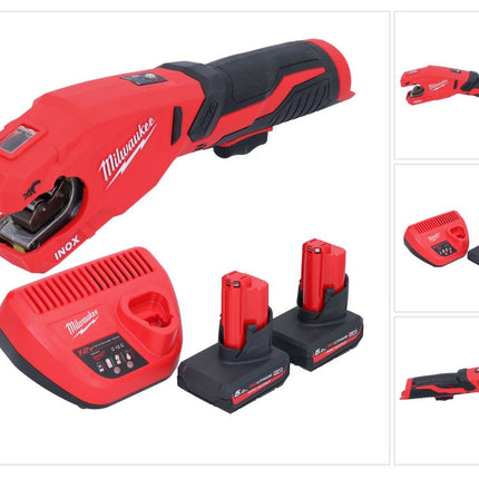Milwaukee M12 PCSS-502 Akku Edelstahl Rohrabschneider 12 V 12 - 28 mm + 2x Akku 5,0 Ah + Ladegerät