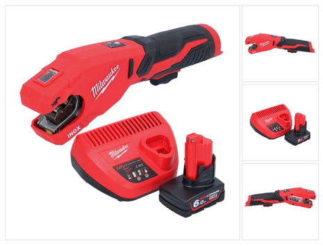 Milwaukee M12 PCSS-601 cortatubos de acero inoxidable a batería 12 V 12 - 28 mm + 1x batería 6,0 Ah + cargador