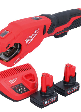 Coupe-tubes en acier inoxydable à batterie Milwaukee M12 PCSS-602 12 V 12 - 28 mm + 2x batteries 6,0 Ah + chargeur