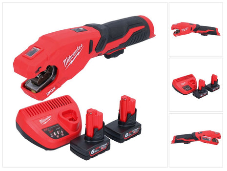 Coupe-tubes en acier inoxydable à batterie Milwaukee M12 PCSS-602 12 V 12 - 28 mm + 2x batteries 6,0 Ah + chargeur