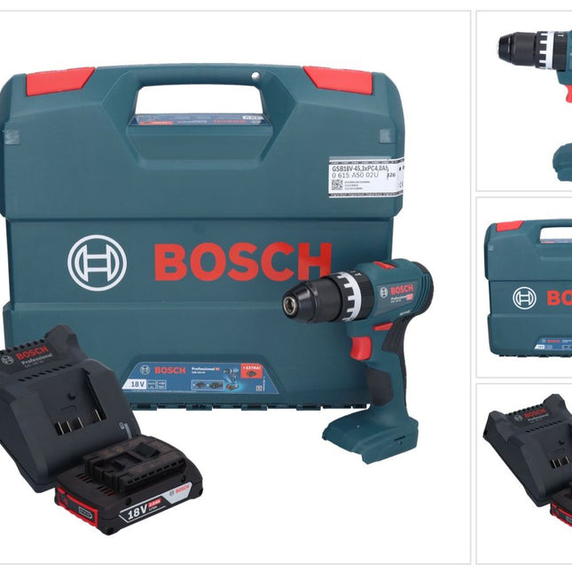 Bosch GSB 18V-45 Professional Akku Schlagbohrschrauber 18 V 45 Nm Brushless + 1x Akku 2,0 Ah + Ladegerät + L-Case