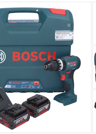 Bosch GSB 18V-45 Profesjonalna akumulatorowa wiertarko-wkrętarka udarowa 18 V 45 Nm bezszczotkowa + 2x akumulator 4,0 Ah + ładowarka + walizka L