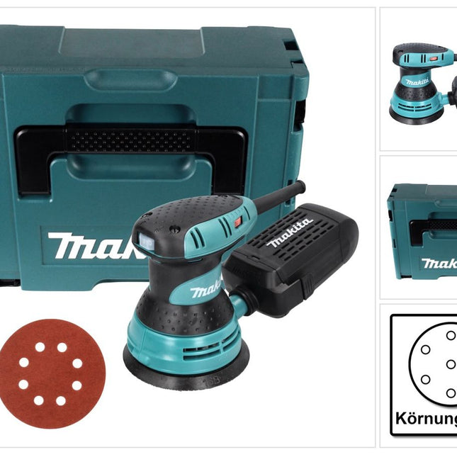 Makita BO 5031 Exzenterschleifer 300 Watt 125 mm + 50x Schleifpapier K320 + Makpac