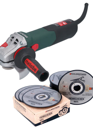 Metabo WE 15-125 Quick Winkelschleifer 1550 W 125 mm + 25x Toolbrothers MANTIS Trennscheibe