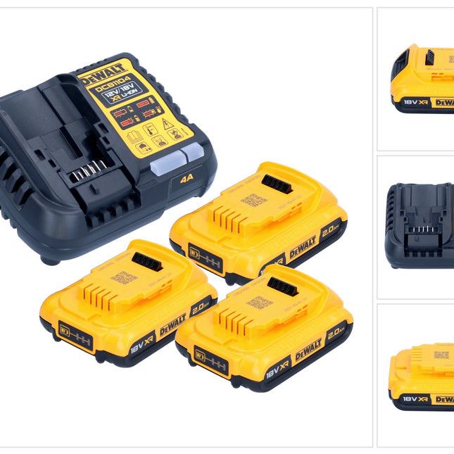 DeWalt DCB 1104 D3 Akku Starter Set 12 V / 18 V 3x Akku 2,0 Ah + DCB 1104 Ladegerät