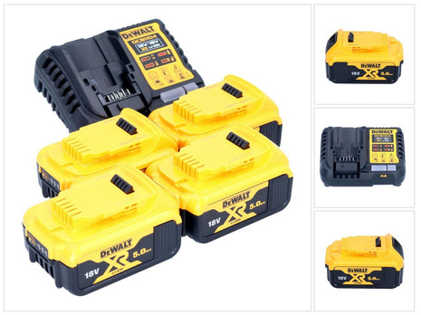 DeWalt DCB 1104 P4 Set di avviamento batteria 12 V / 18 V 4x batteria 5,0 Ah + caricatore DCB 1104