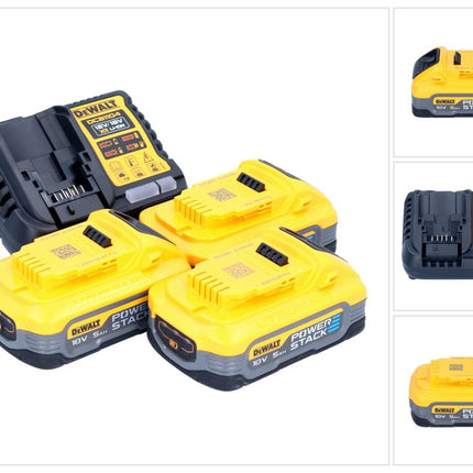DeWalt DCB 1104 H3 Akku Starter Set 12 V / 18 V 3x Powerstack Akku 5,0 Ah + DCB 1104 Ladegerät