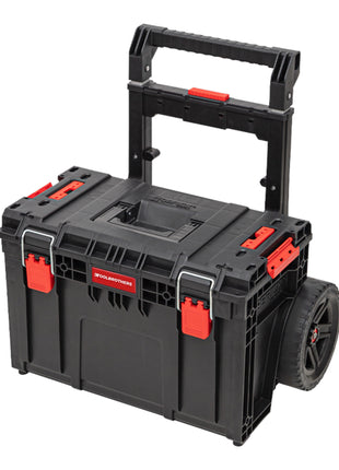 Toolbrothers RHINO XL Cart ECO Mobiler Werkzeugkoffer stapelbar 590 x 425 x 660 mm 37 l IP66 100 kg belastbar mit Doppelteleskopstiel aus Aluminium