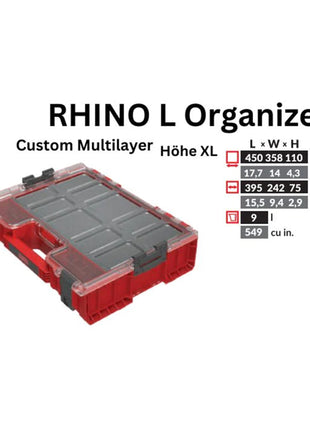 Toolbrothers RHINO L Organizer ULTRA Höhe XL Custom Multilayer 452 x 358 x 110 mm 9 l stapelbar IP54