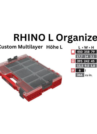 Toolbrothers RHINO L Organiseur ULTRA Hauteur L Personnalisé Multicouche 452 x 358 x 79 mm 6 l empilable IP54