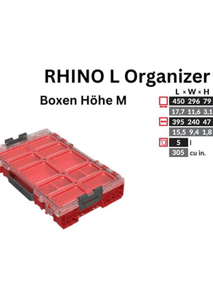 Toolbrothers RHINO L Organizer ULTRA Höhe M Boxen 452 x 296 x 79 mm 5 l stapelbar IP54