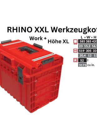 Mallette à outils Toolbrothers RHINO XXL ULTRA Work+ hauteur XL Organisateur modulaire sur mesure 585 x 385 x 420 mm 52 l empilable IP66