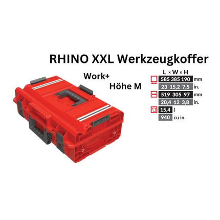 Toolbrothers RHINO XXL Werkzeugkoffer ULTRA Work+ Höhe M 15,4 l IP66 mit herausnehmbaren Trennwänden + Boxen