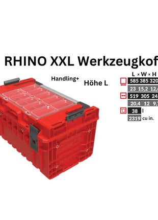 Toolbrothers RHINO XXL Werkzeugkoffer ULTRA Handling+ Höhe L Custom modularer Organizer 585 x 385 x 320 mm 38 l stapelbar IP66