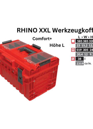 Mallette à outils Toolbrothers RHINO XXL ULTRA Confort+ hauteur L Organisateur modulaire sur mesure 585 x 385 x 320 mm 38 l empilable IP66