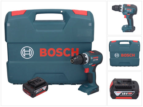 Bosch GSR 18V-55 Taladro atornillador inalámbrico profesional 18 V 55 Nm sin escobillas + 1x batería 5,0 Ah + estuche L - sin cargador