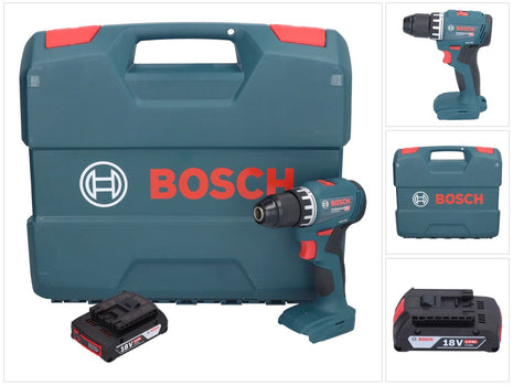 Bosch GSR 18V-45 Taladro atornillador inalámbrico profesional 18 V 45 Nm sin escobillas + 1x batería 2,0 Ah + estuche L - sin cargador