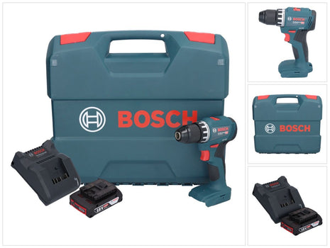 Bosch GSR 18V-45 Taladro atornillador inalámbrico profesional 18 V 45 Nm sin escobillas + 1x batería 2,0 Ah + cargador + maletín L