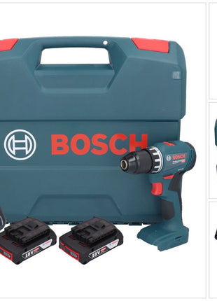 Bosch GSR 18V-45 Professional Akku Bohrschrauber 18 V 45 Nm Brushless + 2x Akku 2,0 Ah + Ladegerät + L-Case