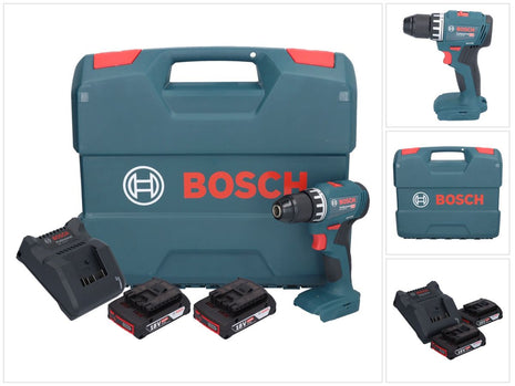 Bosch GSR 18V-45 Professional Akku Bohrschrauber 18 V 45 Nm Brushless + 2x Akku 2,0 Ah + Ladegerät + L-Case