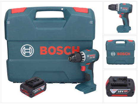 Bosch GSR 18V-45 Taladro atornillador inalámbrico profesional 18 V 45 Nm sin escobillas + 1x batería 4,0 Ah + L-Case - sin cargador