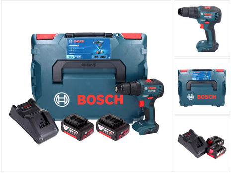 Bosch GSB 18V-55 Professional Akku Schlagbohrschrauber 18 V 55 Nm Brushless ( 06019H5300 ) + 2x Akku 4,0 Ah + Ladegerät + L-Boxx