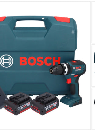 Perceuse à percussion sans fil Bosch GSB 18V-55 Professional 18 V 55 Nm sans balais (0615990L7C) + 2 batteries 4,0 Ah + chargeur + mallette