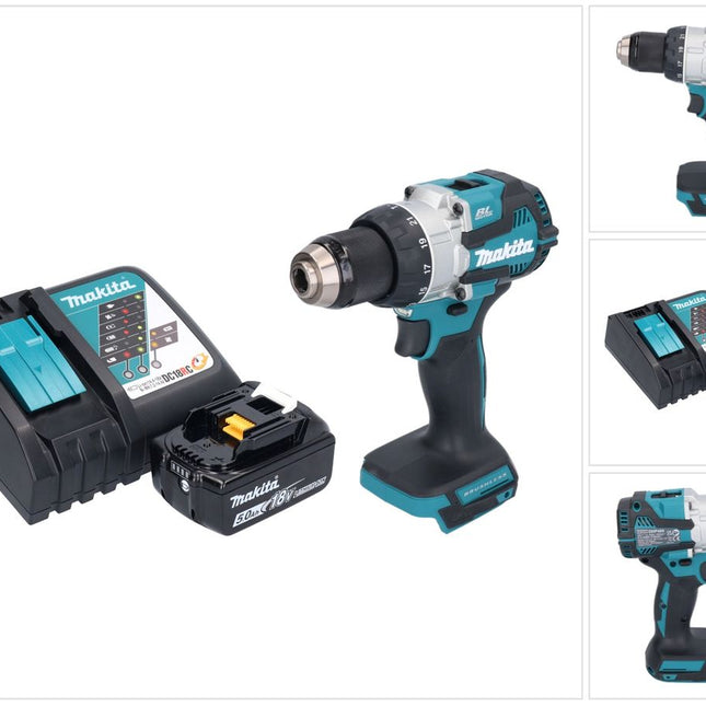 Makita DHP 489 RT1 Akku Schlagbohrschrauber 18 V 73 Nm Brushless + 1x Akku 5,0 Ah + Ladegerät