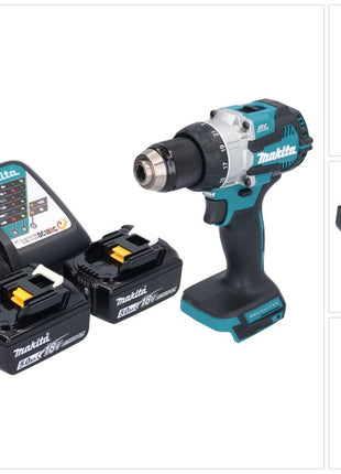 Makita DHP 489 RT perceuse à percussion sans fil 18 V 73 Nm sans balai + 2x batteries 5,0 Ah + chargeur