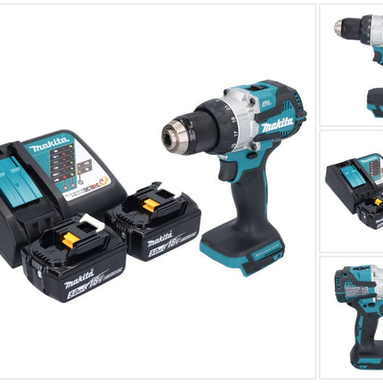 Makita DHP 489 RT Akku Schlagbohrschrauber 18 V 73 Nm Brushless + 2x Akku 5,0 Ah + Ladegerät