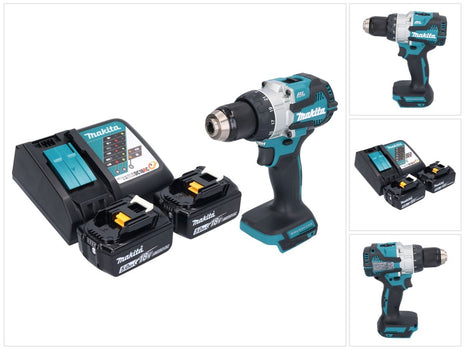 Makita DHP 489 RT trapano a percussione a batteria 18 V 73 Nm brushless + 2x batteria ricaricabile 5,0 Ah + caricabatterie