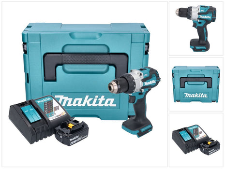 Makita DHP 489 RM1J Perceuse-visseuse à percussion sans fil 18 V 73 Nm Brushless + 1x batterie 4,0 Ah + chargeur + Makpac