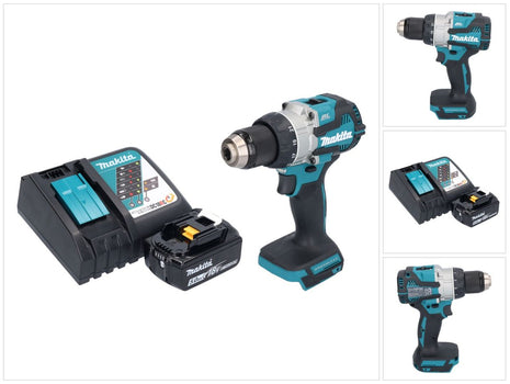 Makita DDF 489 RT1 taladro atornillador inalámbrico 18 V 73 Nm sin escobillas + 1x batería 5,0 Ah + cargador