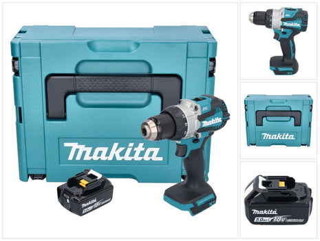 Makita DDF 489 T1J taladro atornillador inalámbrico 18 V 73 Nm sin escobillas + 1x batería 5,0 Ah + Makpac - sin cargador