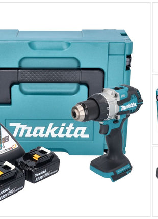 Makita DDF 489 RTJ Akku Bohrschrauber 18 V 73 Nm Brushless + 2x Akku 5,0 Ah + Ladegerät + Makpac