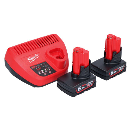 Milwaukee M12 FPP2A2-602X Kombo Set ( 4933480588 ) M12 FPD2 Akku Schlagbohrschrauber 45 Nm + M12 FID2 Akku Schlagschrauber 170 Nm 1/4" Brushless + 2x Akku 6,0 Ah + Ladegerät + HD-Box