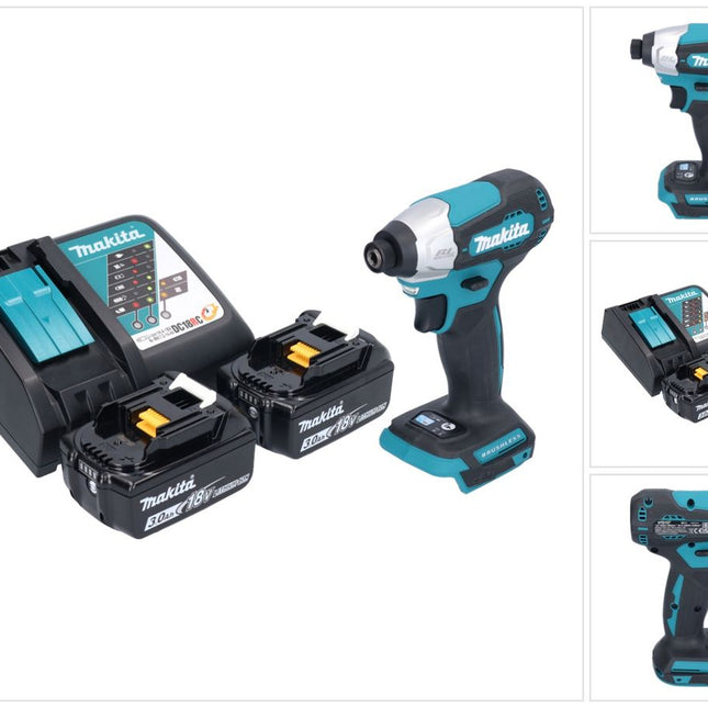 Makita DTD 157 RF Akku Schlagschrauber 18 V 140 Nm 1/4" Brushless + 2x Akku 3,0 Ah + Ladegerät