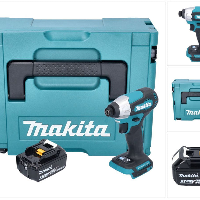 Makita DTD 157 F1J Akku Schlagschrauber 18 V 140 Nm 1/4" Brushless + 1x Akku 3,0 Ah + Makpac - ohne Ladegerät