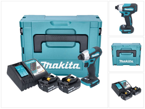 Makita DTD 157 RFJ Atornillador de impacto inalámbrico 18 V 140 Nm 1/4" sin escobillas + 2x batería 3,0 Ah + cargador + Makpac