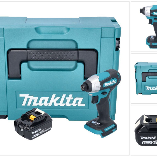 Makita DTD 157 G1J Akku Schlagschrauber 18 V 140 Nm 1/4" Brushless + 1x Akku 6,0 Ah + Makpac - ohne Ladegerät