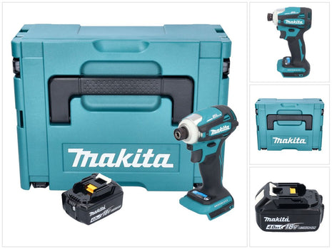 Makita DTD 172 M1J Clé à choc sans fil 18 V 180 Nm 1/4'' Brushless + 1x batterie 4,0 Ah + Makpac - sans chargeur