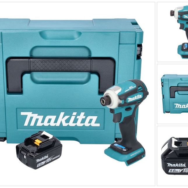 Makita DTD 172 T1J Akku Schlagschrauber 18 V 180 Nm 1/4" Brushless + 1x Akku 5,0 Ah + Makpac - ohne Ladegerät