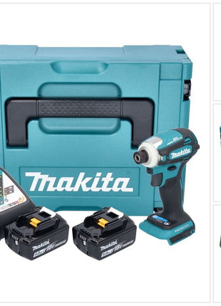 Makita DTD 172 RTJ Akku Schlagschrauber 18 V 180 Nm 1/4" Brushless + 2x Akku 5,0 Ah + Ladegerät + Makpac