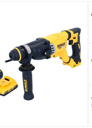 Martillo combinado a batería DeWalt DCH 263 D1 18 V 3 J SDS Plus Brushless + 1x batería 2,0 Ah + cargador