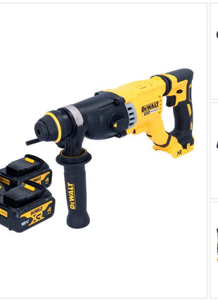 Martillo combinado a batería DeWalt DCH 263 M2 18 V 3 J SDS Plus Brushless + 2x baterías 4,0 Ah + cargador